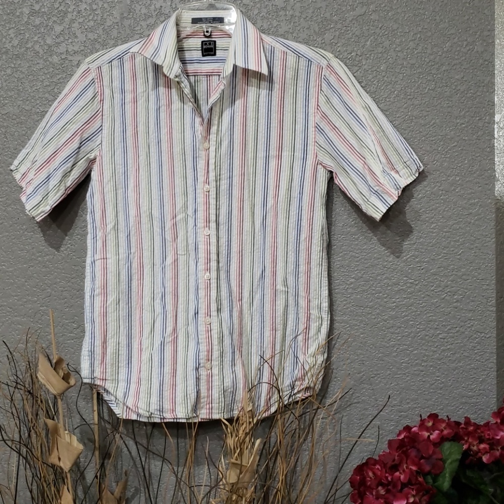 IKE Behar Boy short sleeve shirt size 16 multi